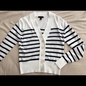 J. Crew cropped lightweight cardigan in stripe